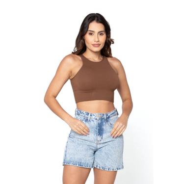 Imagem de Crop Top Nadador Marrom M Basic+