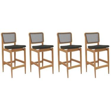 Imagem de Banqueta Sala de Jantar Liz 1BMM009CA Premium Madeira Maciça Kit 4 Un 