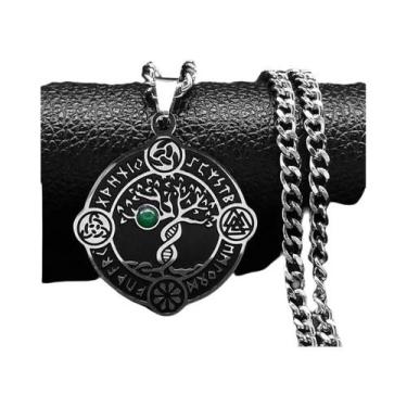 Imagem de Colar Masculino com Pingente de Nó Celta  Aço Inoxidável  Estilo Vikin