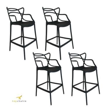 Imagem de Banqueta Allegra Top Chairs Preta - kit com 4