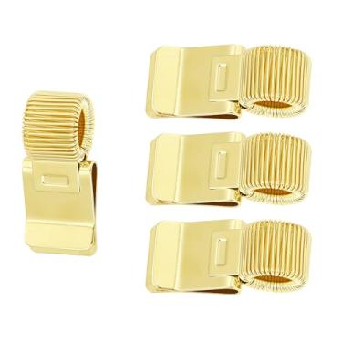 Imagem de RLECS 4 peças de clipe fixo para caneta de mola para notebook de aço manganês dourado