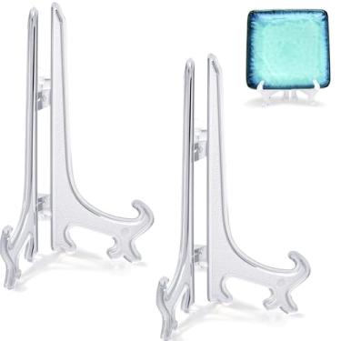 Imagem de Funzhan Peças Cavaletes De Acrílico Transparente Suportes Pratos Plástico Suporte Pequeno Dobrável Porta-Retratos Arte Fotos Decoração Para Casa - 7"