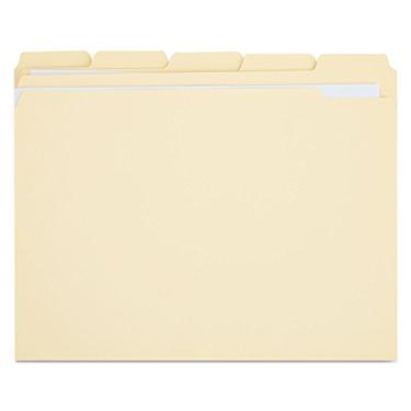 Imagem de Universal 16115 Pastas de arquivo, 1/5 de corte sortido, aba superior de duas camadas, carta, Manila, 100/caixa