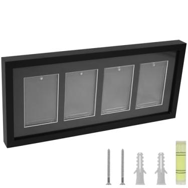 Imagem de ZJRDYYK Moldura para exibição de cartão colecionável, 42 x 19 x 3 cm, 4 cartas, suporte na parede, cartão de beisebol, vitrine para basquete, futebol, hóquei