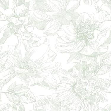 Imagem de Ismoon Papel de parede floral grande boho branco e verde papel de parede de contato branco e verde 17,3 m x 16,9 m papel de parede moderno papel de parede autoadesivo removível para quarto, armário