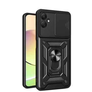 Imagem de RKINC Capa para Samsung Galaxy A05 com capa deslizante para câmera e anel giratório com suporte de grau militar à prova de choque com suporte magnético para carro, preta