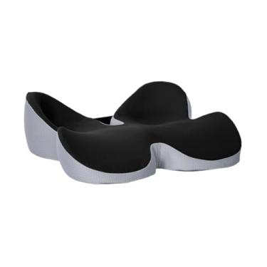 Imagem de harayaa Almofada de assento de espuma viscoelástica para avião de trabalho, almofada de cadeira multifuncional em formato de borboleta, suporte para cóccix, Preto