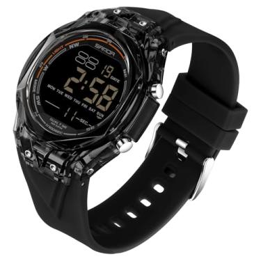 Imagem de TICKEEN Relógio masculino esportivo, digital, à prova d'água, com alarmes/contagem regressiva/cronômetro/12 e 24h/tempo duplo/luz/campainha de hora em hora/relógio de pulso multifuncional militar