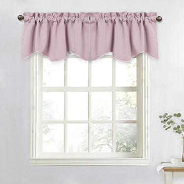 Imagem de Cortina blecaute rosa de Natal para janelas de cozinha/banheiro/sala de estar/quarto privacidade varão bolso decorativo cortinas de saia de janela curta, 132 cm L x 45 cm C