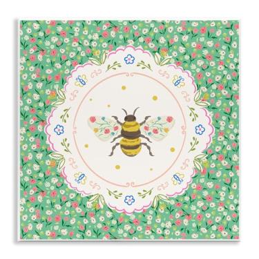 Imagem de Stupell Industries Arte de placa floral delicada Spring Bee, design por Angela Steahling, 12 x 12