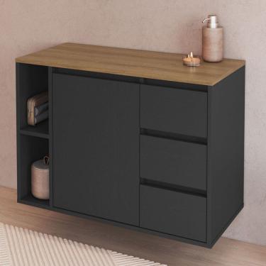 Imagem de Armário de Banheiro Belagavi 1 Porta 3 Gavetas Grafite - Art In Móveis