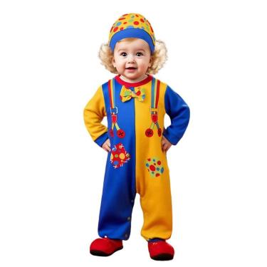 Imagem de Fantasia Bebê Palhacinho Macacão Com Gorro