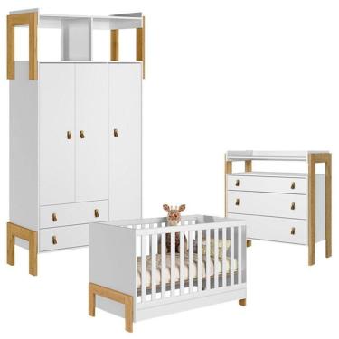 Imagem de Quarto De Bebê Fantasia Branco Acetinado – Qmovi