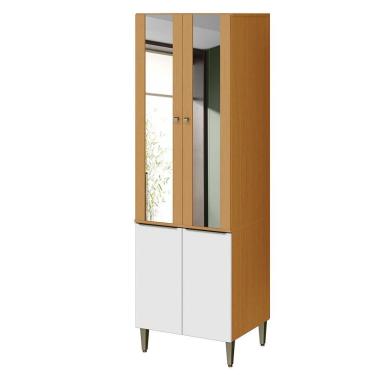 Imagem de Paneleiro 4 Portas 100% Mdf Com Vidro E 4 Prateleiras Luna Cinamomo/branco