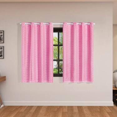 Imagem de Cortina Blackout Pvc Com Tecido Voil Xadrez 2,00 M X 1,40 M - Rosa
