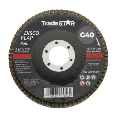 Imagem de Disco Flap 115 Mm G40 Fibra Reto Aço Tradestar