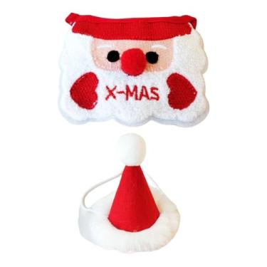 Imagem de Whtkoph Babador Natalino para Animais de Estimação com Gorro. Ideal para O Inverno. Perfeito para Cães E Gatos de Pequeno Presente Moderno para As Fest, chapéu de bola vermelho e branco