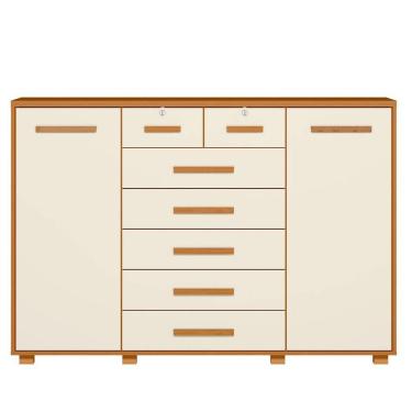 Imagem de Cômoda Sapateira Grande 7 Gavetas 2 Portas Mdp Mdf Santana Cinamomo Off White