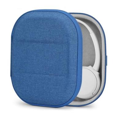 Imagem de Geekria Capa protetora para fones de ouvido compatível com Sony WH-CH510, WH-CH520, MDR-ZX300, MDR-ZX310, MDR-XB200, bolsa de transporte rígida de substituição com armazenamento de cabos (azul)