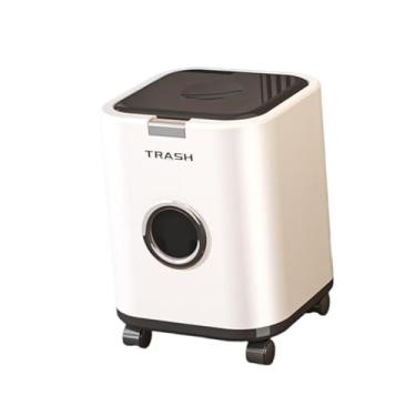 Imagem de Ｂｅｓｇａ Lixeira portátil e elegante, cesto de lixo para papel, lixeira móvel para garagem, banheiro, lavanderia e escritório, Branco