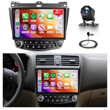 Imagem de Orderich Rádio automotivo Android 4G + 64G para Honda Accord 2003-2007 com CarPlay sem fio Android Auto, tela sensível ao toque de 10 polegadas, conexão de espelho estéreo para carro, navegação GPS