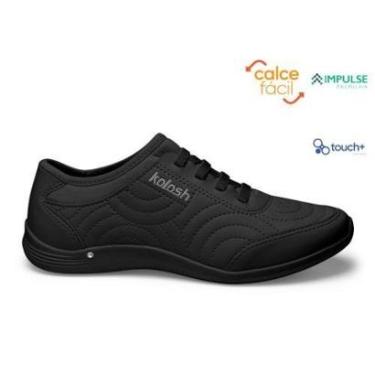 Imagem de Tênis Feminino Kolosh Casual com Calce Fácil Preto Leve Confortável e Palmilha Impulse-Feminino
