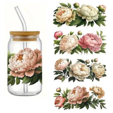 Imagem de KQ18091 6 peças UV DTF Cup Wraps UV DTF Transferência Adesivo Impermeável para Copos de Vidro Mobiliário Artesanato DIY Adesivos de Transferência para DIY Garrafa de Água Laptop Decalque Madeira Carro