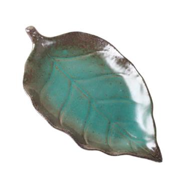 Imagem de Colaxi Bandeja para Joias em Formato de Folha, Porta-Anéis Multifuncional em Formato de Folha para Decoração de Banheiro e Bijuterias, Azul