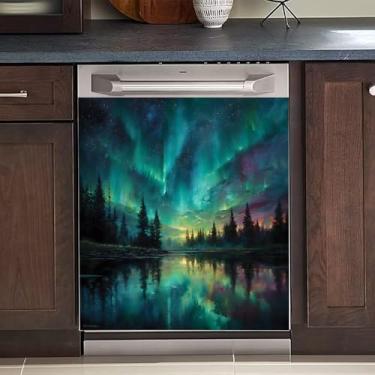 Imagem de BVBOX Capa magnética para lava-louças 58 cm L x 66 cm A, capas magnéticas reutilizáveis de geladeira, ímãs de lava-louças capa decorativa para porta de geladeira painel adesivos para eletrodomésticos