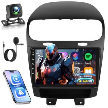 Imagem de [4+64] Rádio de carro Volxcereo para Dodge Journey 2011-2019, tela sensível ao toque Android de 9 polegadas estéreo com Carplay e Android Auto, GPS, WiFi, Bluetooth, SWC, FM/RDS, câmera AHD