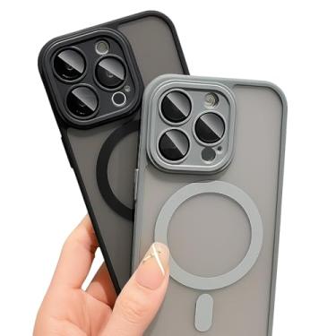 Imagem de Capinha Para iPhone com Carregamento Magnetico e Proteção de camera Anti Impacto Fosca (Cinza, iPhone 12)