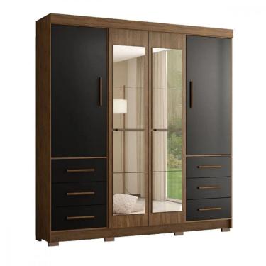 Imagem de Guarda-Roupa Casal Com Espelhos 4 Portas 6 Gavetas Estrela - Moveis Marafom
