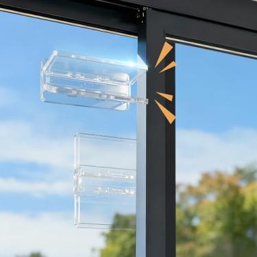 Imagem de Maveek Pacote com 4 fechaduras de janela à prova de bebê, fechadura de porta de vidro deslizante transparente à prova de crianças trava de porta de armário pátio cozinha banheiro rolha deslizante para