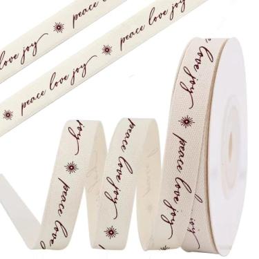 Imagem de anshome Fita de algodão Peace Love Joy 10 metros creme branco vermelho marfim religião fitas de algodão macio natural fita rolo fita de tecido para decoração de casa, embrulho de presente, artesanato