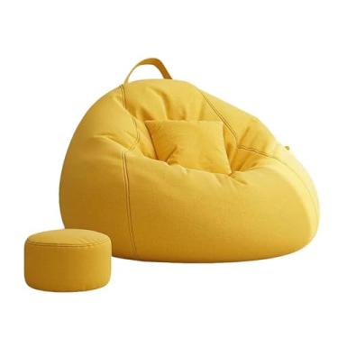 Imagem de Yadlan Bean Bag Cadeira conversível Beanbag Cadeiras para adultos, 3 em 1 pufe com apoio para pés, pufe adulto cadeira para sala de estar, quarto amarelo 170 cm