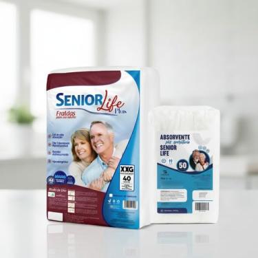 Imagem de Kit Senior Life: Fralda Geriátrica Tamanho Xxg 40 Und + Absorvente Geriátrico 50 Und