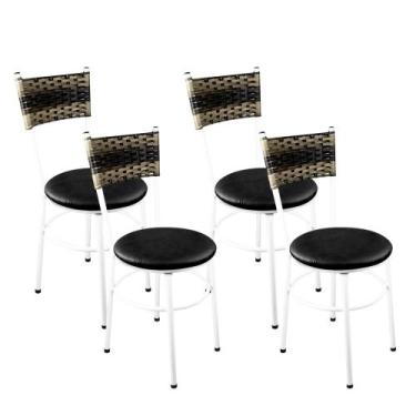 Imagem de 4 Cadeiras Branca Para Cozinha Viena Cappuccino Premium Cor:Preto - La