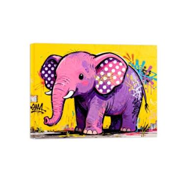 Imagem de Animais Pintura Arte Parede - Elefante No.2 - Impressões em tela - Moderno Colorida Pôster para decoração sala de estar 60x80cm Tela Embrulhada