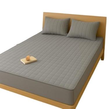 Imagem de Capa Protetora Impermeável para Colchão com Elástico 360° - Tecido Matelado Macio, Antialérgica e Antivazamentos - Lavável na Máquina(King,Cinza)