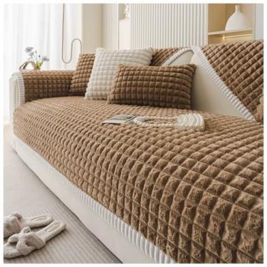 Imagem de SPXMQSS Capas de sofá para sofá, capas de sofá espessas de 1/2/3/4 lugares, capa de sofá universal de flanela super macia antiderrapante para sofá em forma de L protetor de móveis C 70 x 180 cm