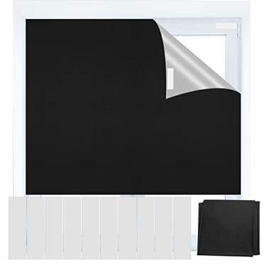 Imagem de RUGLAMZHIP Cortinas blecaute, persianas blackout portáteis 100% blackout, 198 cm x 150 cm, persianas pretas para janela, capa de janela temporária com fita de para viagem, quarto, berçário, carros