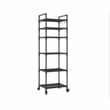 Imagem de Estante Multiuso em Metal com 5/6 Prateleiras – Armazenamento Móvel para Banheiro, Cozinha e Escritório(5 Andar com rodinha)