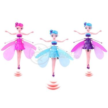 Imagem de Boneco Princesa Aerocraft Fada Voadora Azul 19Cm C/ Luz