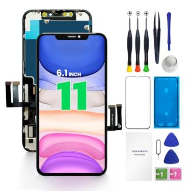 Imagem de Genverdix de substituição de tela para iPhone 11 de 6,1 polegadas, kit de reparo de tela LCD Touch 3D, conjunto de digitalizador com conjunto de ferramentas, vidro temperado, adesivo de moldura à
