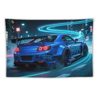 Imagem de HouLaiZhe JDM Tapeçaria de carro anime Drift carro Rx8 esportes pendurar na parede quarto decoração de casa tapeçarias estética piquenique decoração de parede arte de parede para dormitório sala de