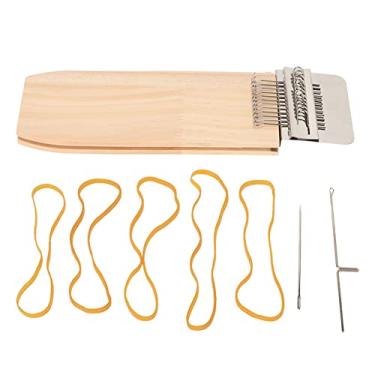 Imagem de Mini máquina de tricô tear kit premium pinho aço inoxidável ferramenta de tecelagem portátil para entusiastas de diy iniciantes projetos de artesanato doméstico