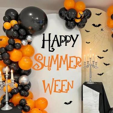 Imagem de Decalques de letreiro de festa de Halloween para pano de fundo, decorações de festa de verão decalque de decoração de parede de Halloween adesivo de vinil de verão halloween morcegos letras de vinil