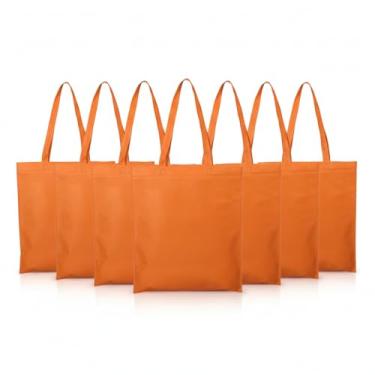 Imagem de Kit Sacola TNT Branca, Material TNT 100g, Tamanho 41x37cm, Alça Reforçada, 10 Unidades, Sacola Ecológica para Compras e Eventos (5, Amarelo) (10, Laranja)