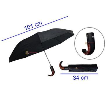 Imagem de Guarda Chuva Masculino Automático 101cm Diametro Cabo Curvo - hs-301