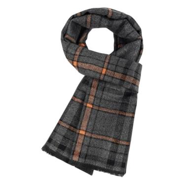 Imagem de GSHLLO Cachecol masculino quente de negócios longo padrão xadrez cachecol clássico de inverno cachecol com sensação de caxemira cachecol de pescoço cachecol macio casual